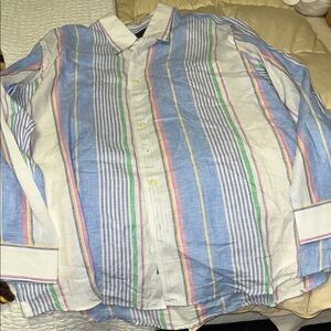 Multicolor Striped Men's Shirt linen